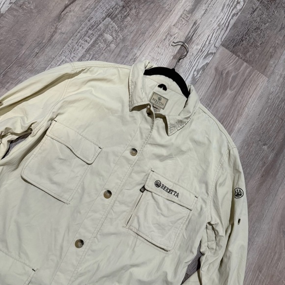 beretta Other - Vtg BERETTA Safari Hunting Field Jacket Mens L Khaki Tan Coat